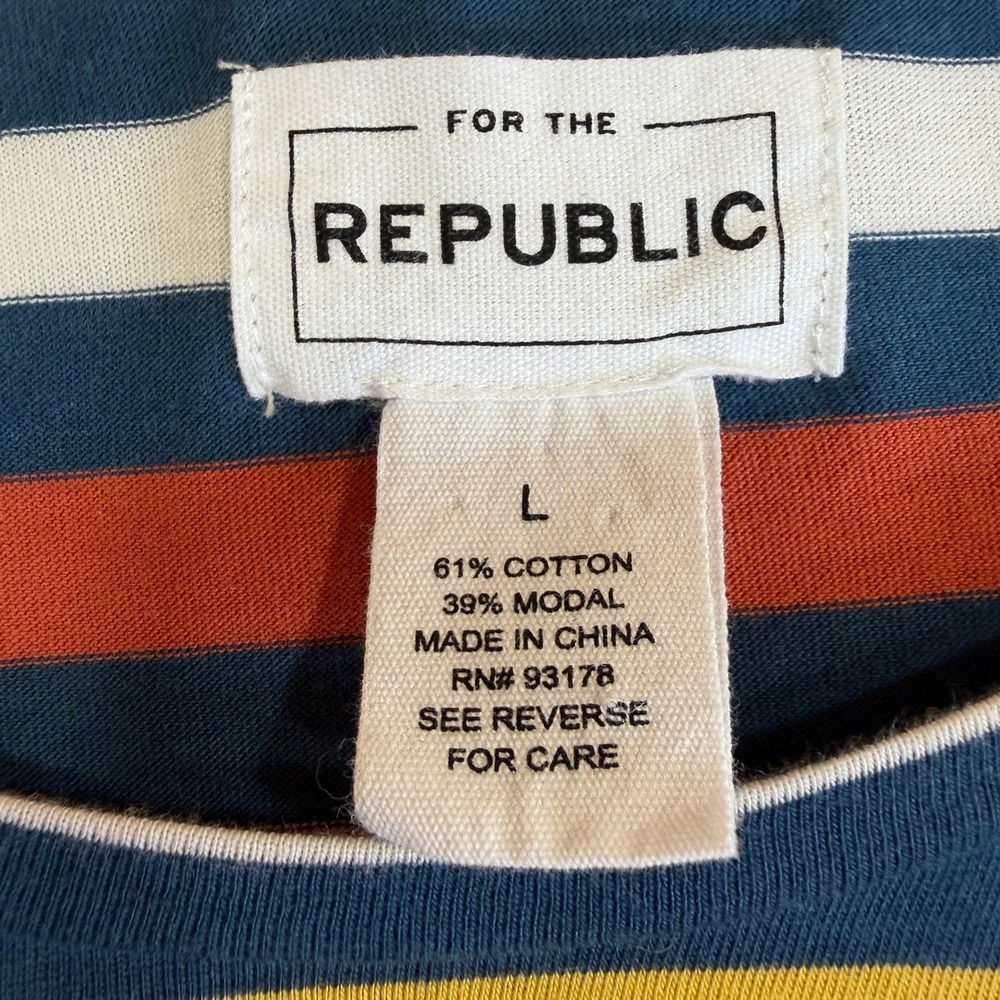 For The Republic Womens Large Striped Short Sleeve Y2K T-Shirt Cotton - Picture 5 of 8